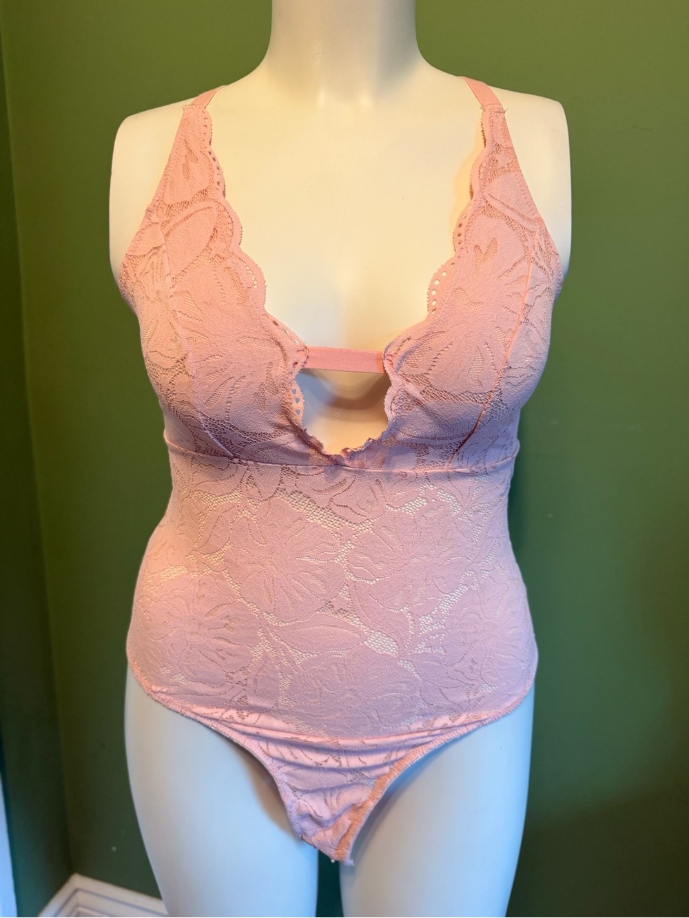 Aerie Pink Lace Bodysuit Bralette - Women Intimates & Sleepwear